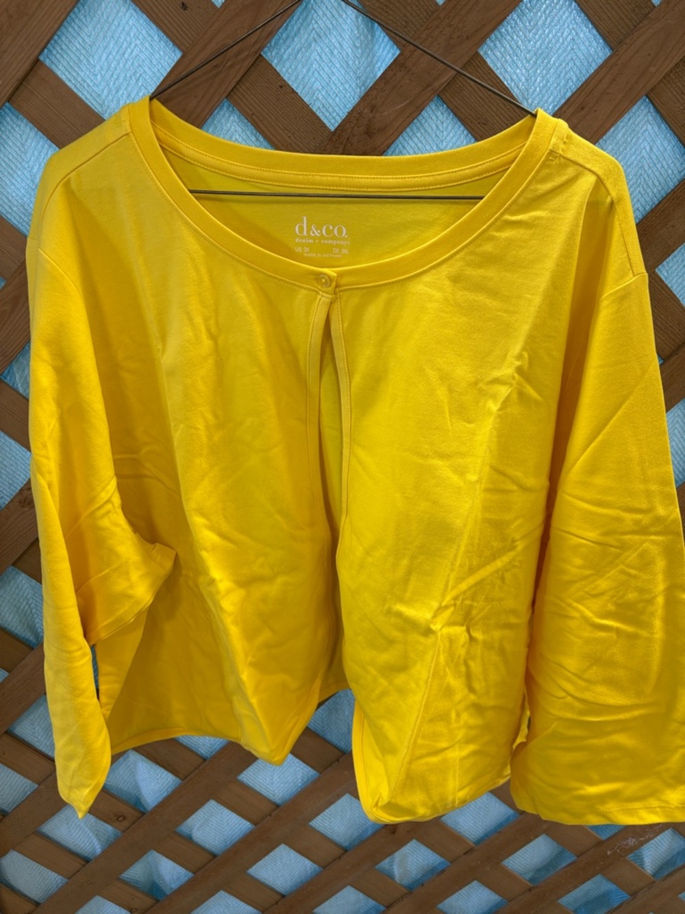 d&co Bright Yellow and Hot Pink Button-Top Cardigan